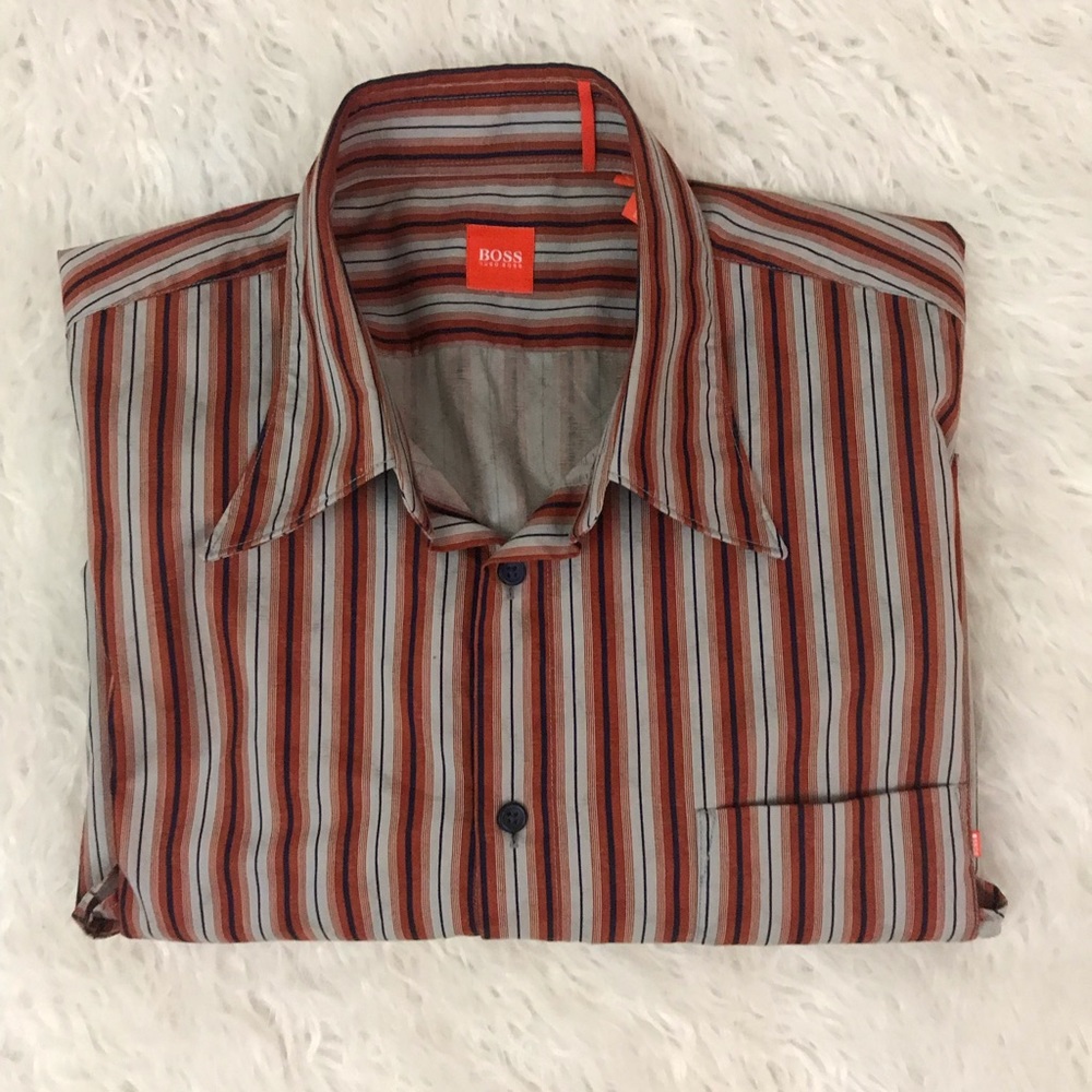 Hugo Boss striped button down shirt size L